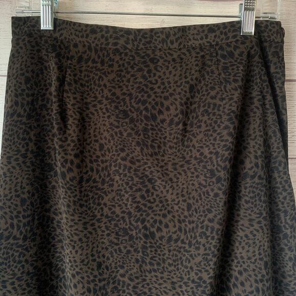 Vintage Breckenridge Brown and Black Leopard Print Skirt Midi 12P - Picture 2 of 16